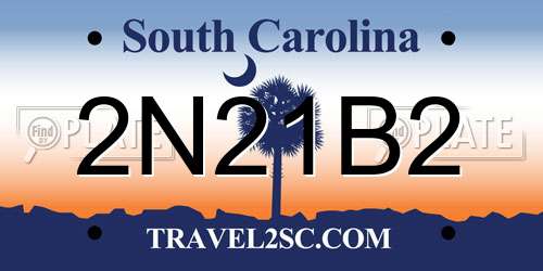 2N21B2 South Carolina License Plate