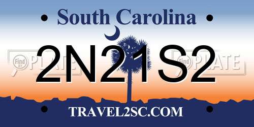 2N21S2 South Carolina License Plate