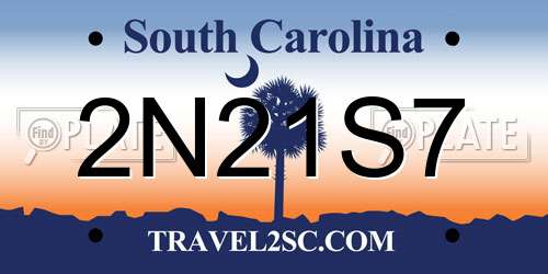 2N21S7 South Carolina License Plate