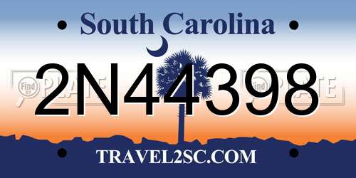 2N44398 South Carolina License Plate