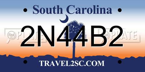 2N44B2 South Carolina License Plate