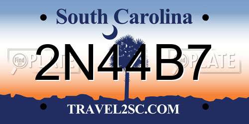 2N44B7 South Carolina License Plate