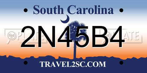 2N45B4 South Carolina License Plate