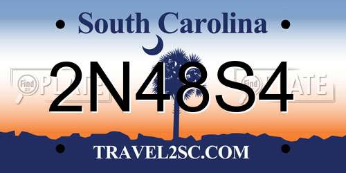 2N48S4 South Carolina License Plate