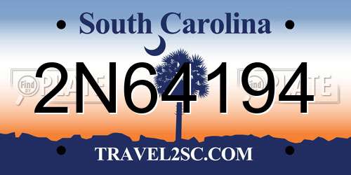 2N64194 South Carolina License Plate