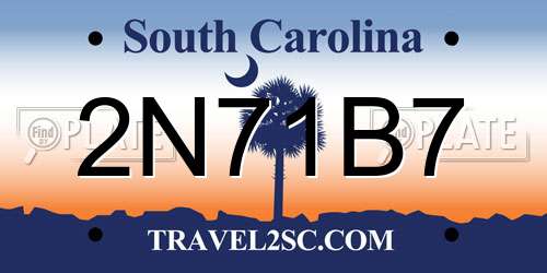 2N71B7 South Carolina License Plate