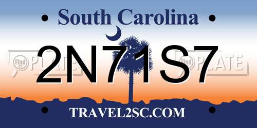 2N71S7 South Carolina License Plate