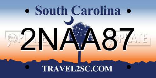 2NAA87 South Carolina License Plate