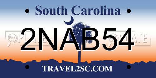 2NAB54 South Carolina License Plate