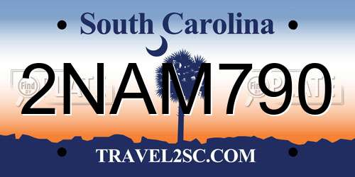 2NAM790 South Carolina License Plate