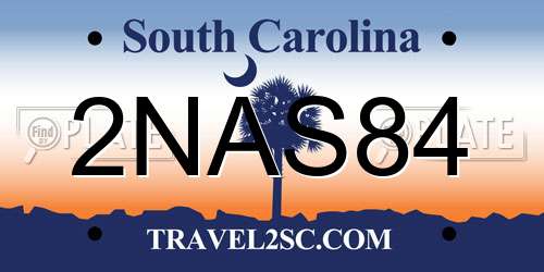 2NAS84 South Carolina License Plate
