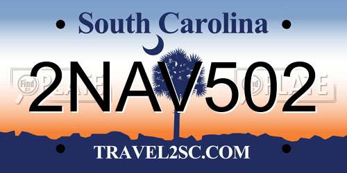 2NAV502 South Carolina License Plate