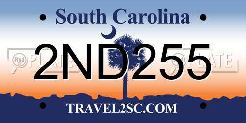 2ND255 South Carolina License Plate