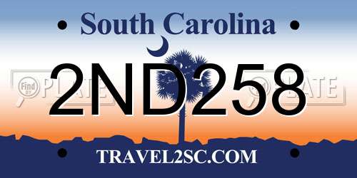 2ND258 South Carolina License Plate