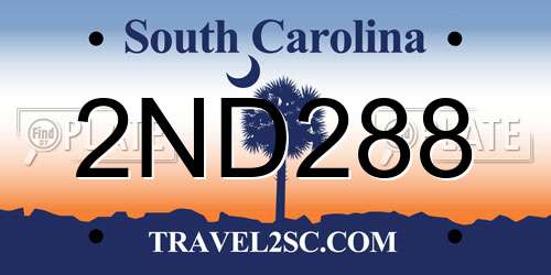 2ND288 South Carolina License Plate