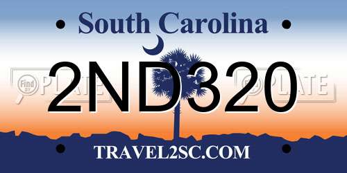 2ND320 South Carolina License Plate