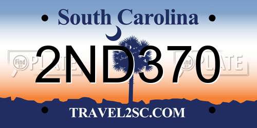 2ND370 South Carolina License Plate