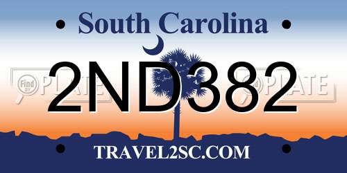 2ND382 South Carolina License Plate