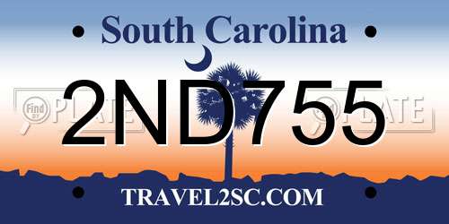 2ND755 South Carolina License Plate