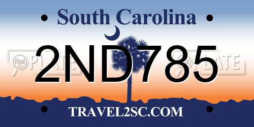 2ND785 South Carolina License Plate