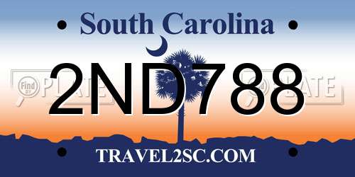 2ND788 South Carolina License Plate