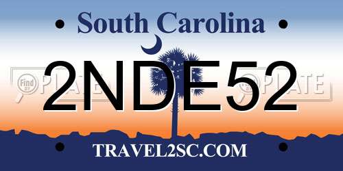2NDE52 South Carolina License Plate