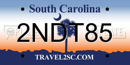 2NDT85 South Carolina License Plate