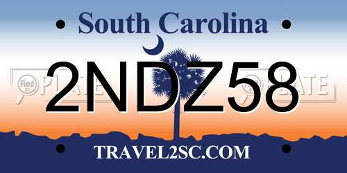 2NDZ58 South Carolina License Plate