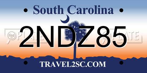 2NDZ85 South Carolina License Plate