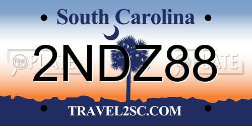 2NDZ88 South Carolina License Plate
