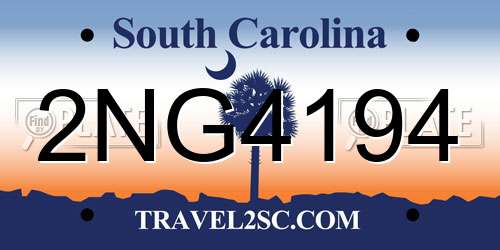 2NG4194 South Carolina License Plate