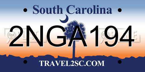 2NGA194 South Carolina License Plate