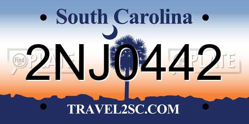 2NJ0442 South Carolina License Plate