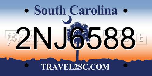 2NJ6588 South Carolina License Plate