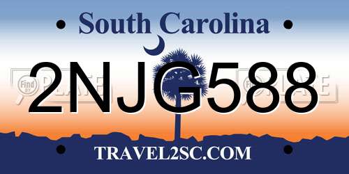 2NJG588 South Carolina License Plate