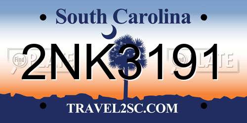 2NK3191 South Carolina License Plate