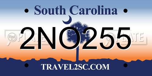 2NO255 South Carolina License Plate