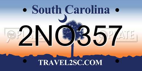 2NO357 South Carolina License Plate