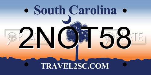 2NOT58 South Carolina License Plate