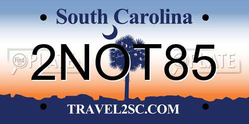 2NOT85 South Carolina License Plate