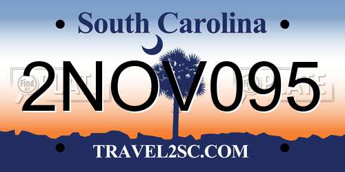 2NOV095 South Carolina License Plate