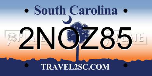 2NOZ85 South Carolina License Plate