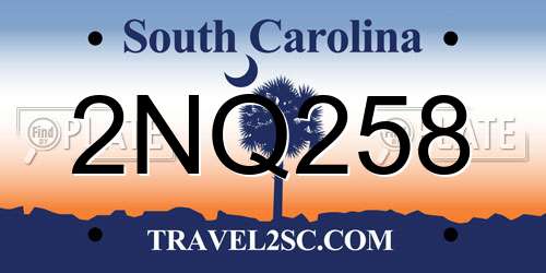 2NQ258 South Carolina License Plate