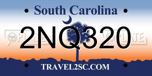 2NQ320 South Carolina License Plate