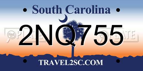 2NQ755 South Carolina License Plate