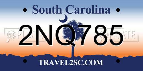 2NQ785 South Carolina License Plate
