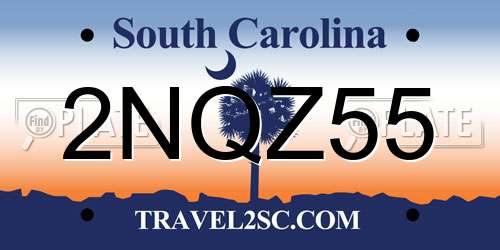 2NQZ55 South Carolina License Plate