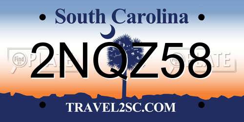 2NQZ58 South Carolina License Plate