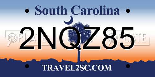 2NQZ85 South Carolina License Plate