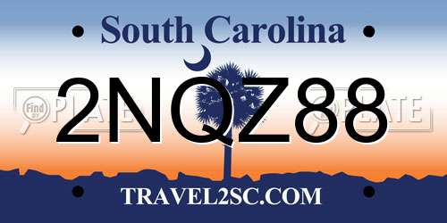 2NQZ88 South Carolina License Plate